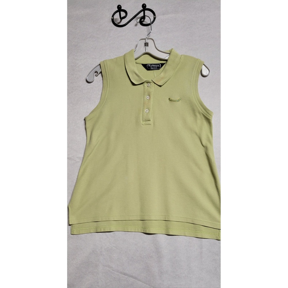 Light Green Vintage Burberry  Sleeveless Cotton Top With Buttoned Front  Size M